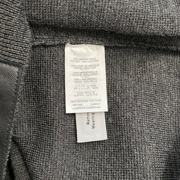 J. Crew Merino Wool Leather Pocket Tee Sweater Women's XS Grey - Picture 7 of 9